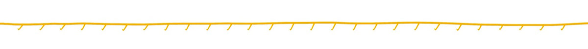 Hand drawn thin yellow line divider with small yellow attached checkmarks below it at regular intervals